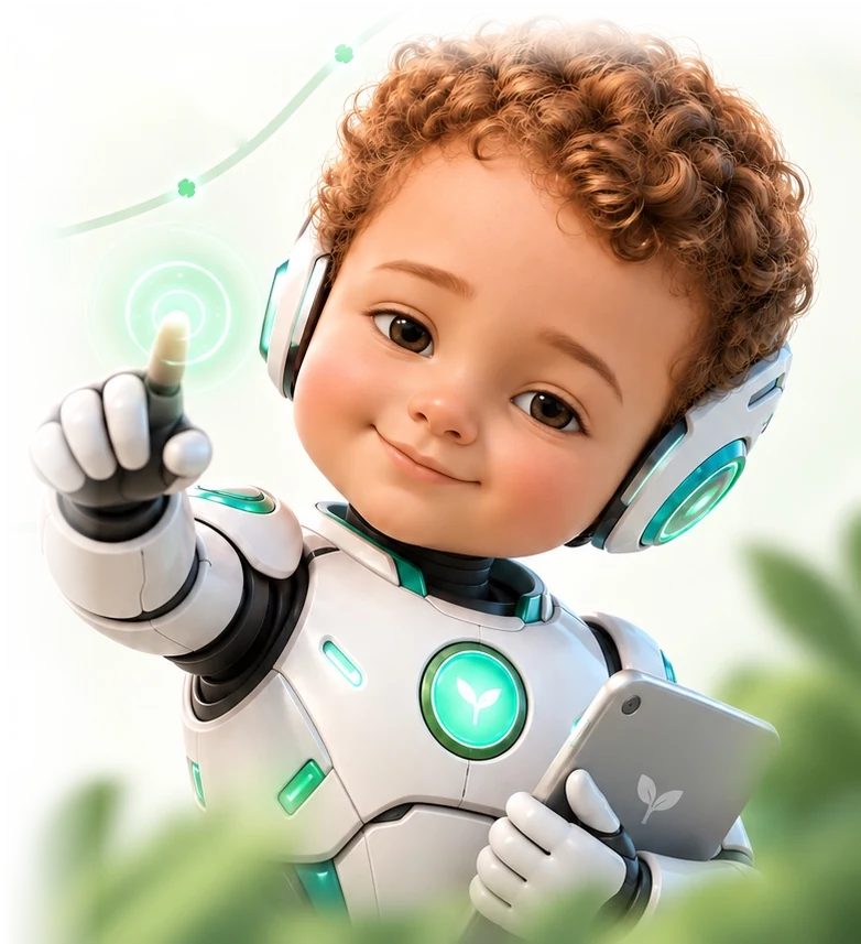 Noor, the AI Specialized Assistant, pointing along the child's journey